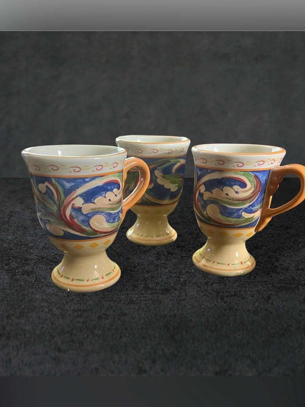 PFALTZGRAFF (3) Villa Della Luna pedestal footed ceramic mug 2004.